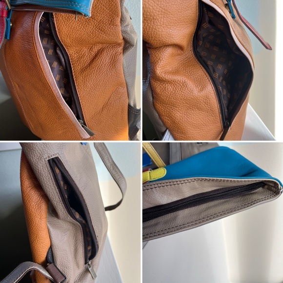 Soruka Recycled Leather Colorblock Backpack / Knapsack - Picture 8 of 12